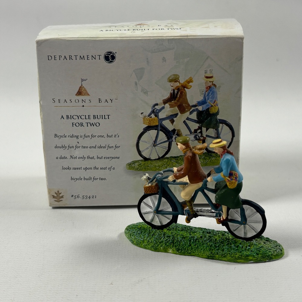 Dept 56 Seasons Bay A Bicycle Built For Two Figurine 56.53421 Tandem Bike Dog